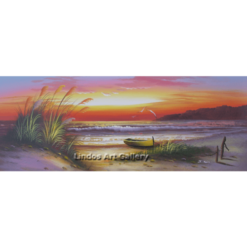 Seascape and Boat Oil Painting