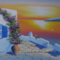 Greek Courtyard Sunset Oil Painting