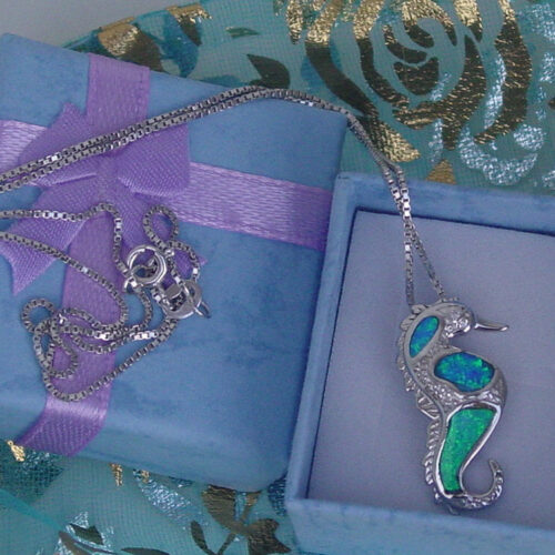 Silver Seahorse Necklace Sterling 925