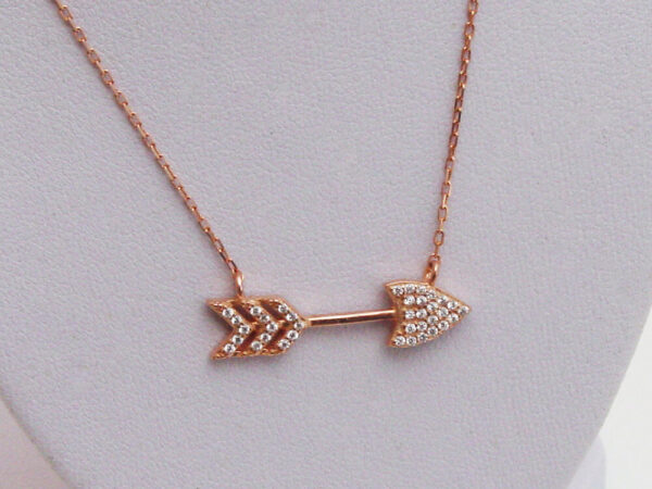 Arrow Rose Gold Necklace, Sterling 