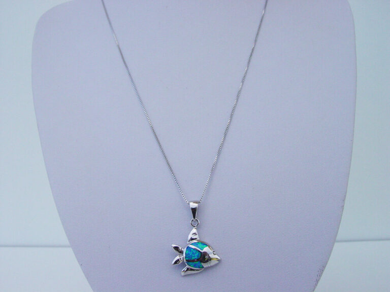 Blue Fish Necklace, Sterling Silver 925 - Lindos Art Gallery