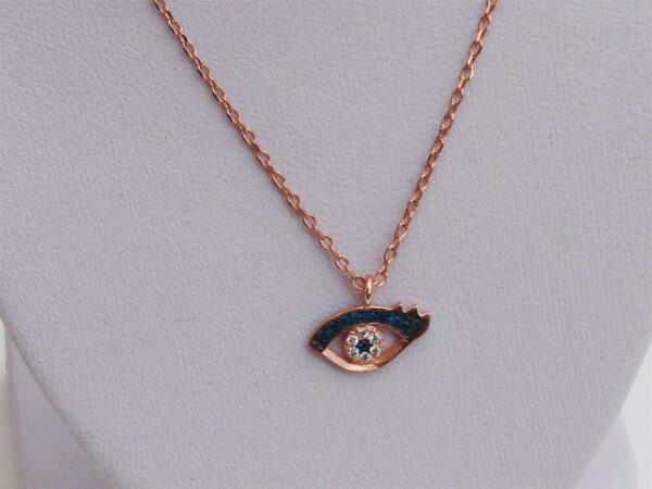 Evil Eye Necklace, Rose Gold Silver 925 
