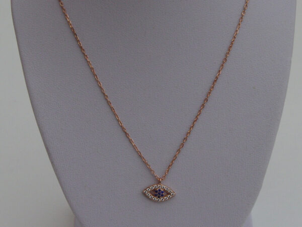 Evil Eye Necklace, Rose Gold Sterling 