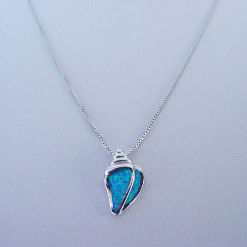 Seashell Blue Necklace Sterling Silver 925