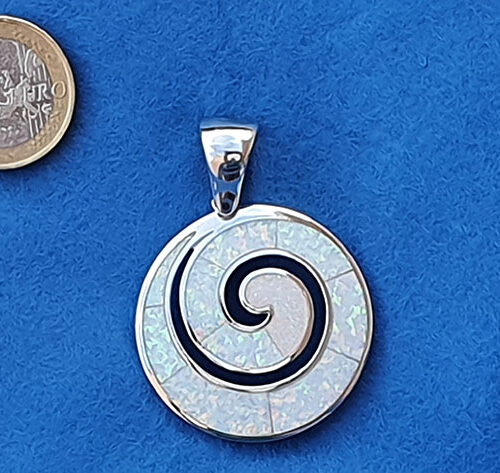 Greek Spiral Big Speira White Necklace Sterling Silver 925