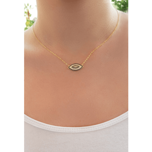 Evil Eye Protector Silver 925 Necklace Gold Tone