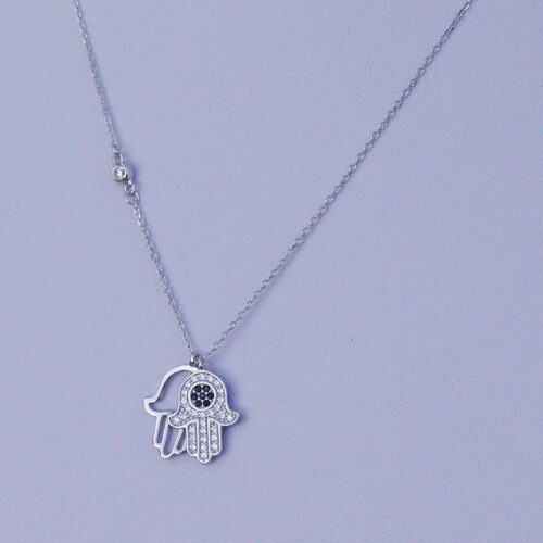 Hamsa Hand of Fatima Double Necklace Silver 925