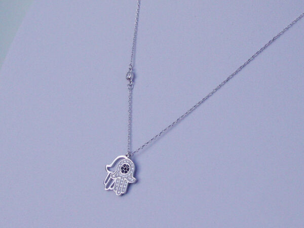 Necklace Gift Wish Card Hamsa Hand Well Fatima Pendant Chain Silver