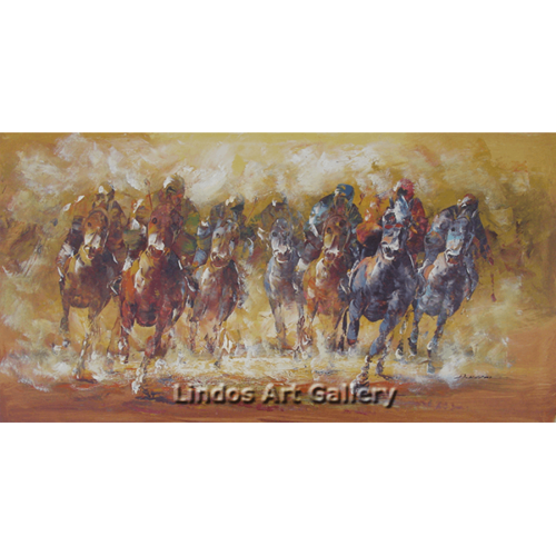 Racing Horses with Jockeys Oil Painting