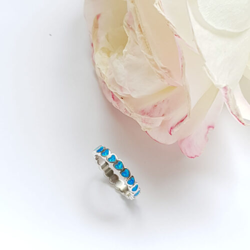 Blue Opal Hearts Ring