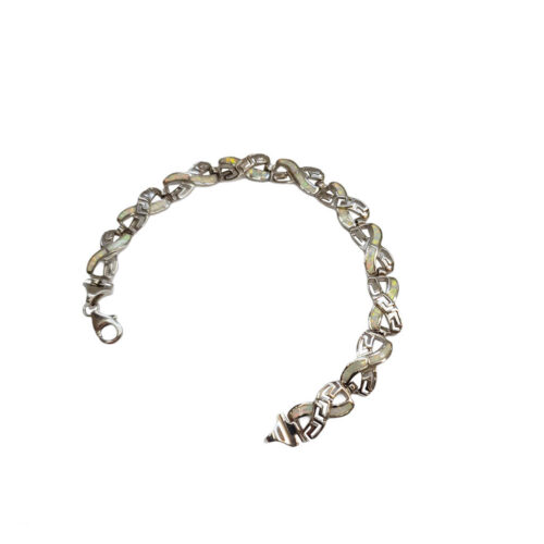 White Opal Greek Key Bracelet