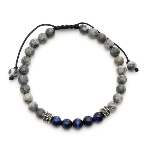 Blue Grey Beaded Bracelet